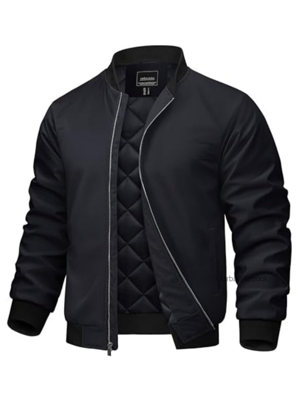 Men's Quilted Bomber Jacket Full Zip Windbreaker Fall Winter Warm